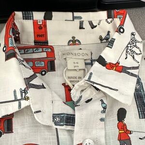 Monsoon White Short-Sleeve London Print Button-Down Shirt